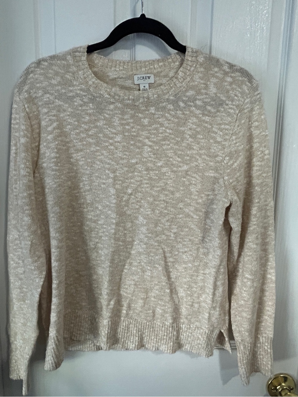 J. Crew Neutral Cream Marled Crewneck Sweater